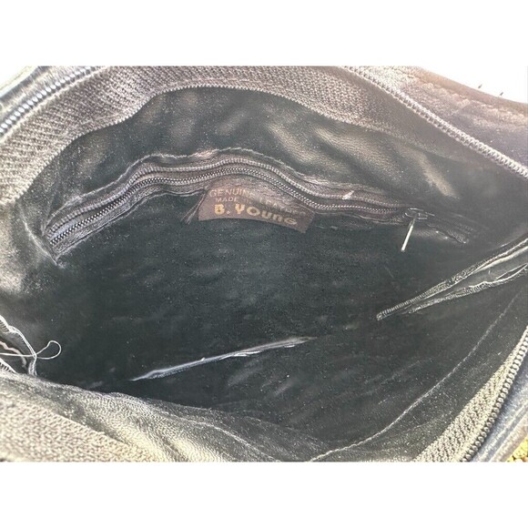 Vintage B Young Blue Leather Crossbody Handbag Pockets Lined Pocketbook Clutch - Picture 6 of 9